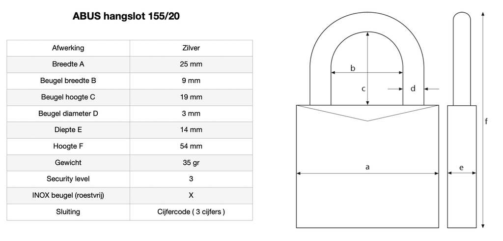 Abus hangslot 155