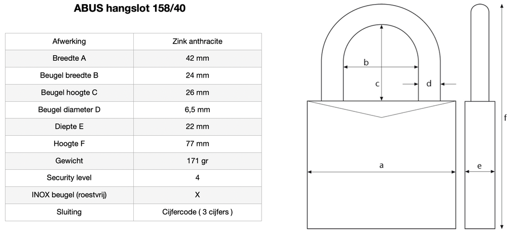 Abus hangslot 158