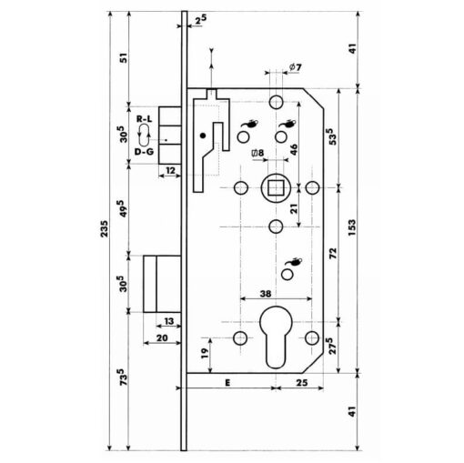 Dyla cilinderslot 114 met as-afstand 72